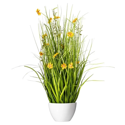 Vickerman Artificial Yellow Potted Artificial Cosmos And Grass 5 Vickerman Artificial Yellow Potted Artificial Cosmos And Grass - Image 5