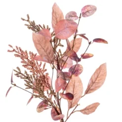 Vickerman 16" Dusty Rose Artificial Fall Eucalyptus And Berry Wreath Candle Ring