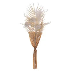 Vickerman 23" Artificial Cream Straw Flower, Pampas Grass, Palm, And Fern Bouquet.