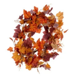Vickerman 16" Artificial Orange Fall Maple Leaf Candle Ring Wreath. -Vickerman GUEST bfeb2a1d f4c0 4fe7 baf6 455f34fac3d7