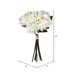 Vickerman 14" Artificial Rose And Hydrangea Bundle