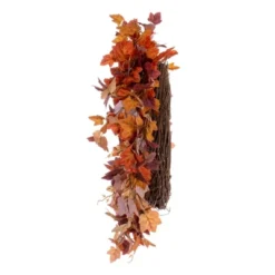 Vickerman 22" Artificial Orange Fall Maple Leaf Wreath. -Vickerman GUEST d665d7d9 9c27 411c 8b94 ed7a97fdf708